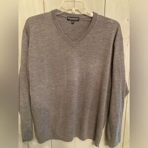 HART SCHAFFNER MARX 100% Merino Fine Wool V-Neck‎ Sweater GREY $100 XXL